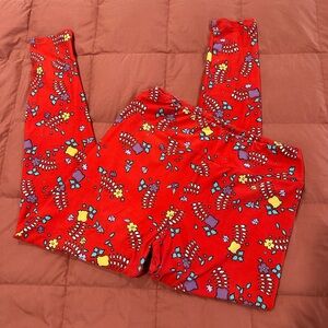 💛 2/$25! LuLaRoe red floral Leggings
